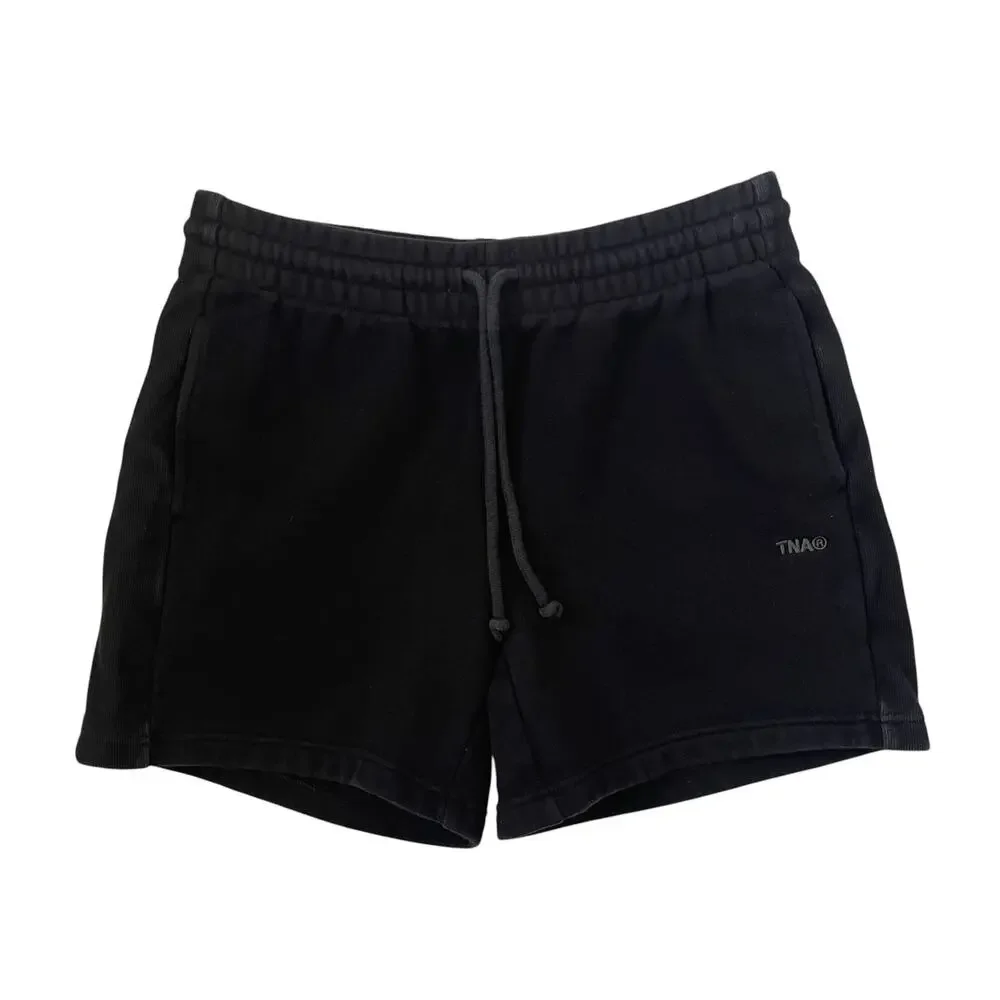 Aritzia TNA Cozy Sweatfleece Boyfriend Fit Shorts - Black - Size S